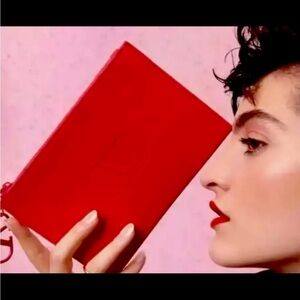 NWOT Valentino Logo Red Makeup Pouch